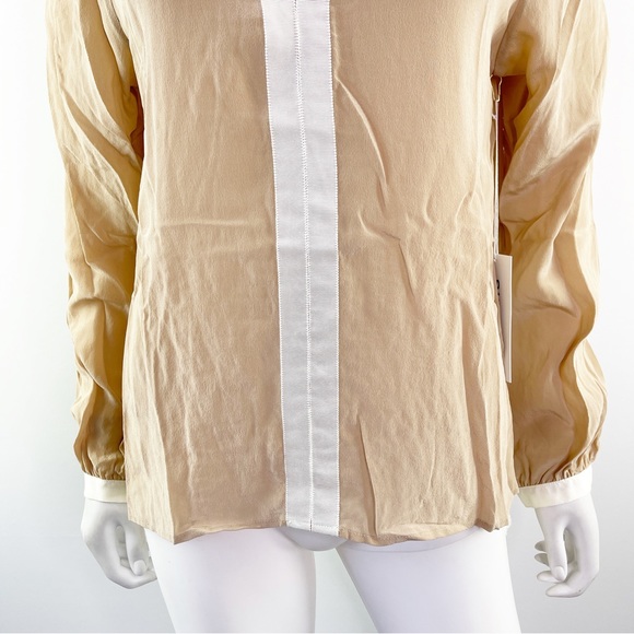 NEW Sjobeck Sand Tan AMAL Long Sleeve Keyhole Blouse with Split Back - Picture 6 of 12